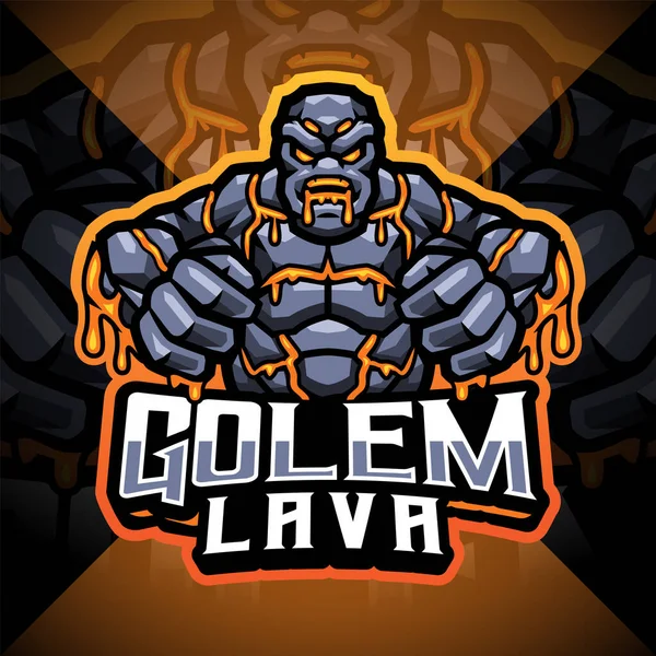 Golems Lava Esport Mascota Logo Design — Vector de stoc