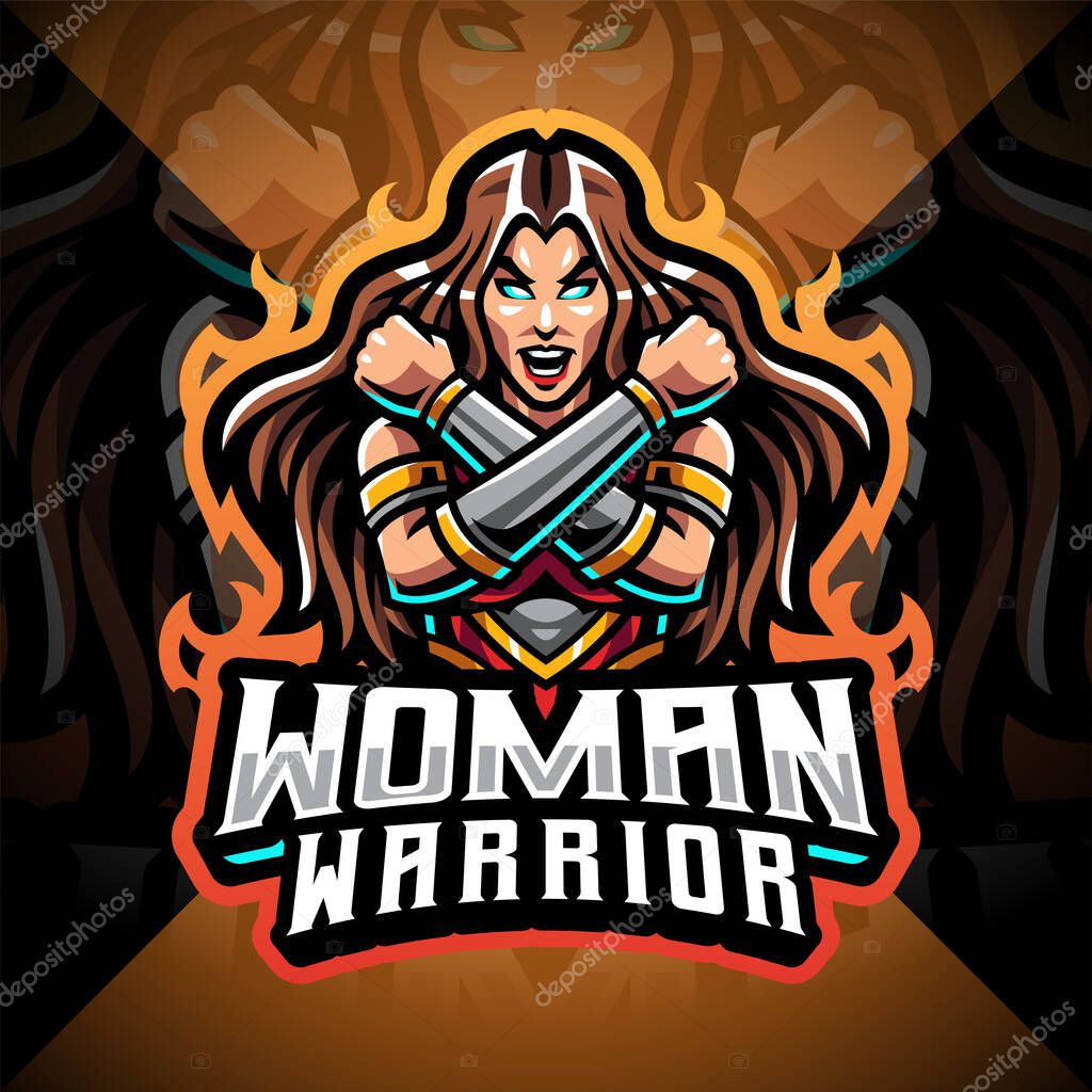 Women warrior esport mascot logo design