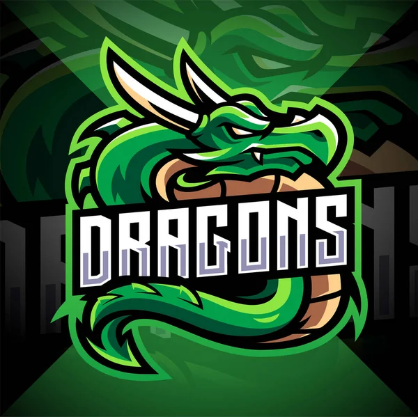 Dragon Esport Maskot Logotyp — Stock vektor