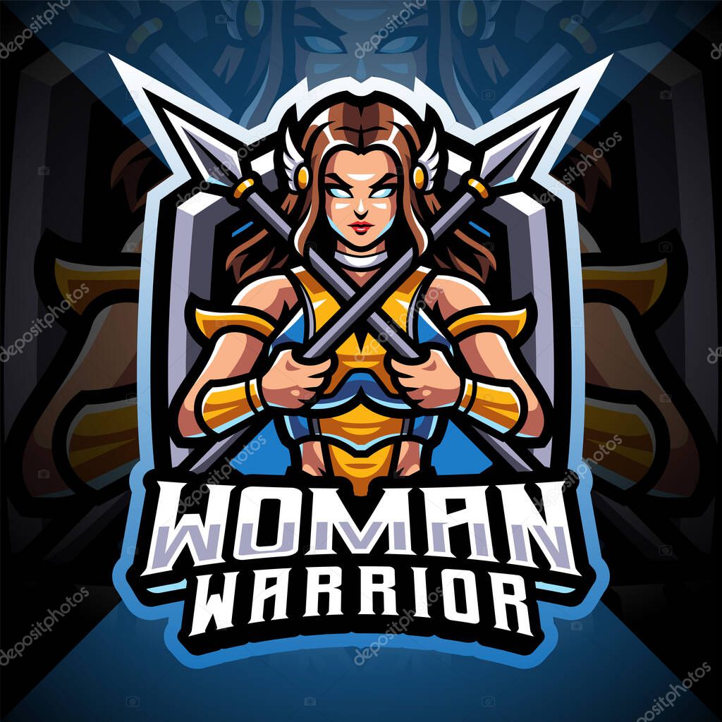 Women warrior esport mascot logo