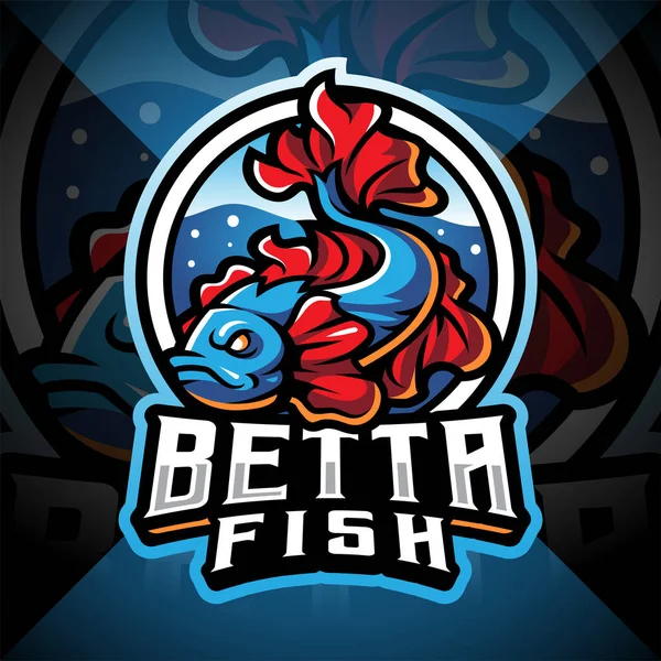 Betta Fish Esport Mascot Logo — Stock Vector