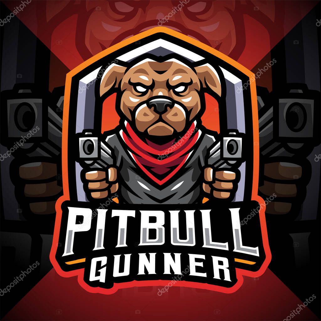 Pitbull gunner esport Mascot Logo