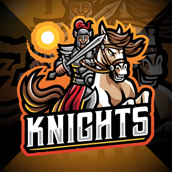 騎士と馬ジャンプスポーツマスコットのロゴ — ストックベクタ