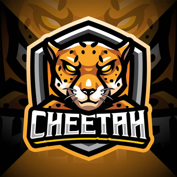 Cheetah Esport Maskot Logo Design — Stockový vektor