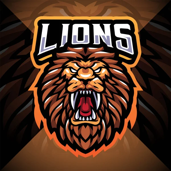 Conception Logo Mascotte Esport Tête Lion — Image vectorielle