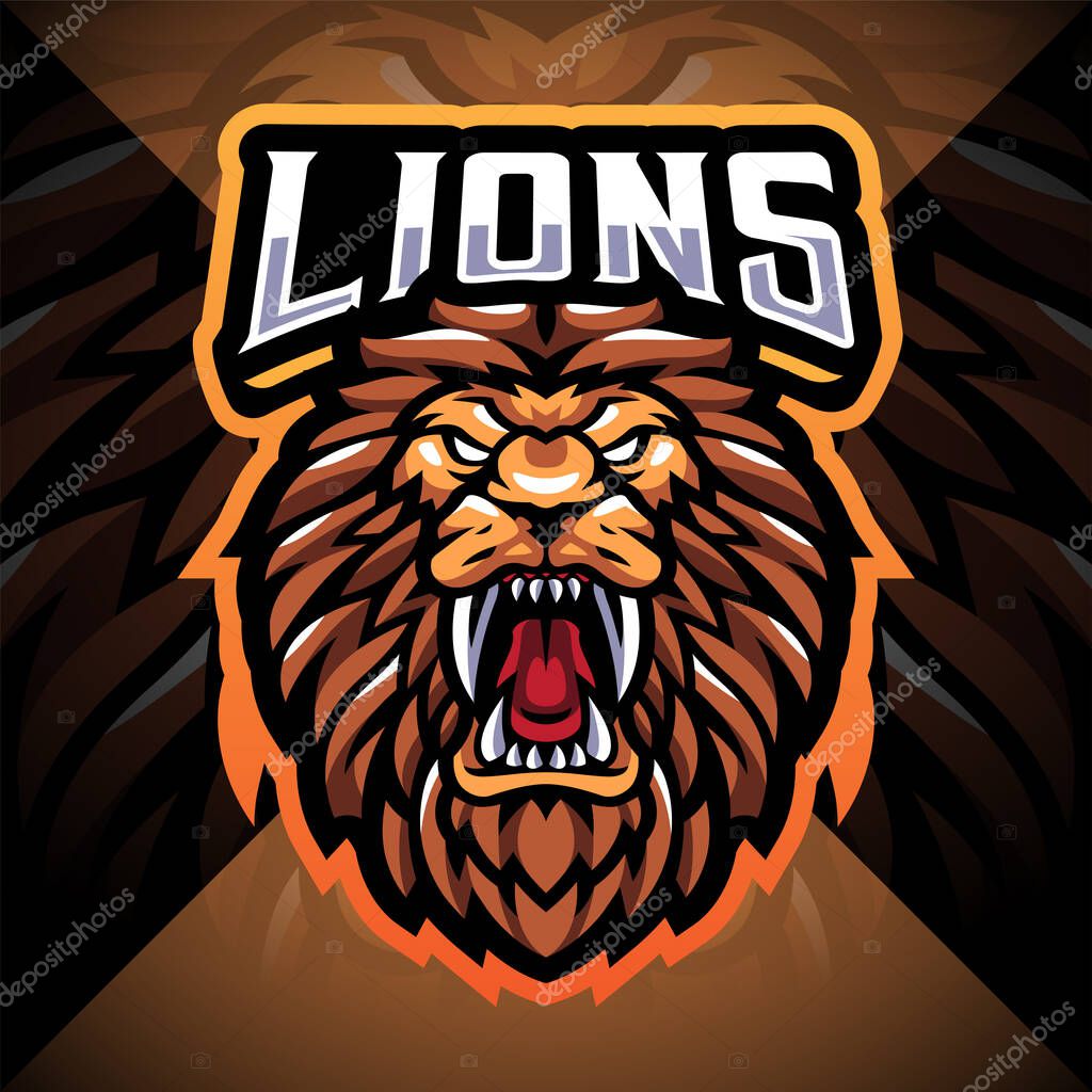 Lion head esport mascot logo design