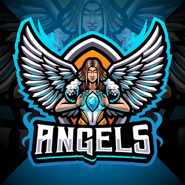 Ángeles Esport Mascota Logo Diseño — Vector de stock