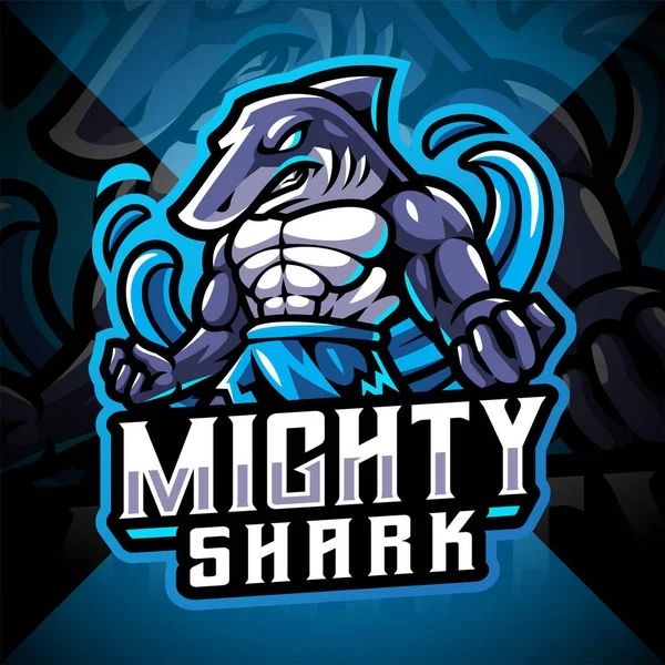 Logotipo Mascote Esport Tubarão Poderoso —  Vetores de Stock