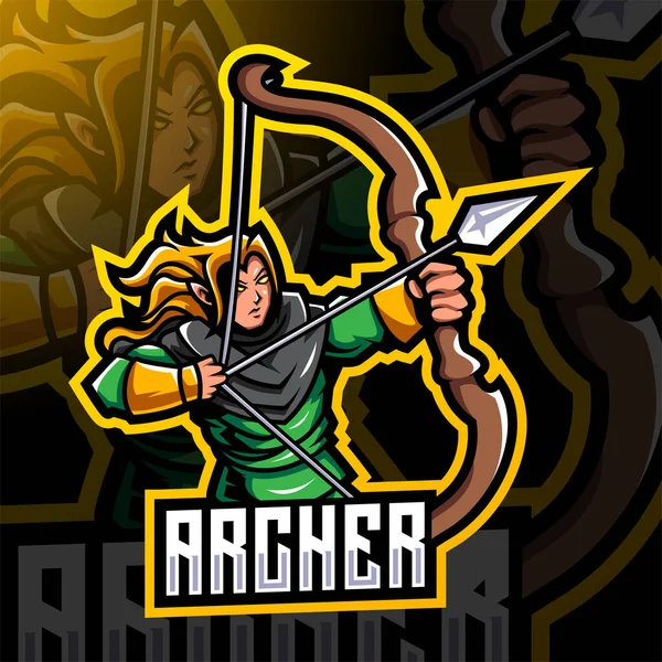 Archer Esport Disegno Logo Della Mascotte — Vettoriale Stock