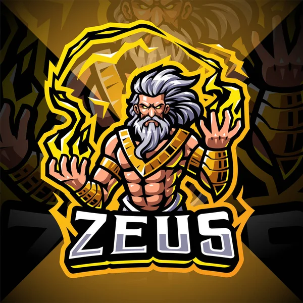 Zeus Esport Disegno Logo Della Mascotte — Vettoriale Stock