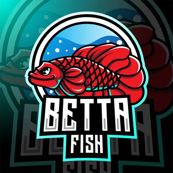 Logo Maskota Betta Fish Esport — Stockový vektor