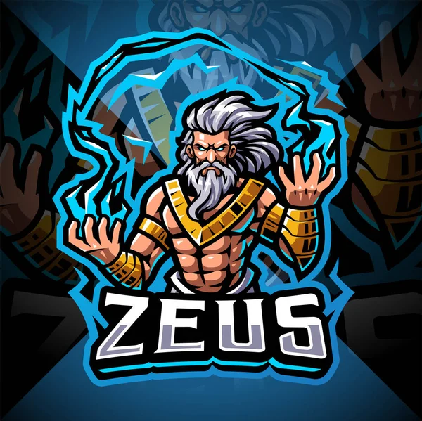 Zeus Esport Mascot Logo Design — Stock Vector