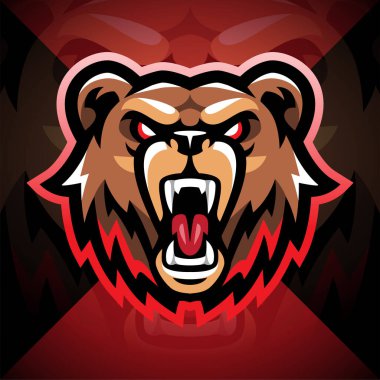 Ayı başlı esport maskot logosu tasarımı