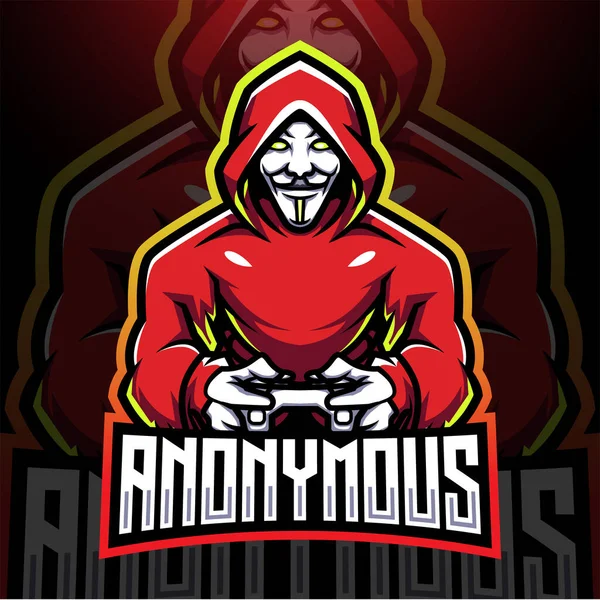 Anonymous Gamer Esport Mascot Logo Design — Stock Vector