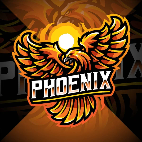 Phoenix Esport Maskottchen Logo Design — Stockvektor