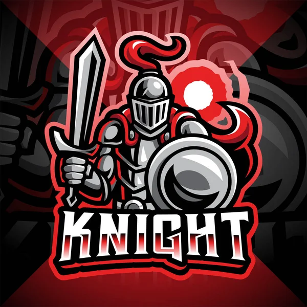 Knight Esport Mascot Logo Design — Stock Vector