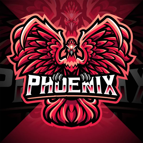 Diseño Del Logotipo Mascota Phoenix Esport — Vector de stock