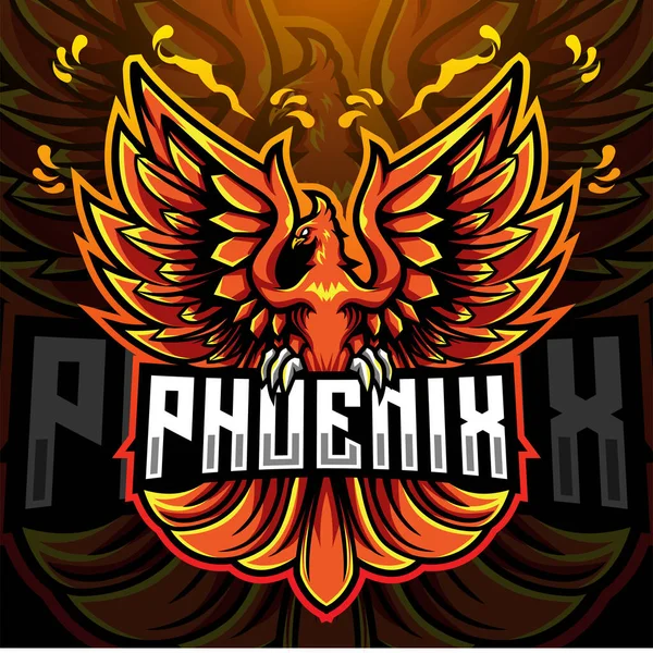 Phoenix Esport Maskottchen Logo Design — Stockvektor