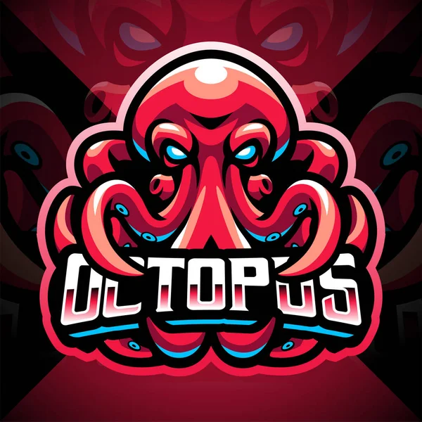 Octopus Esport Mascote Logotipo Design —  Vetores de Stock