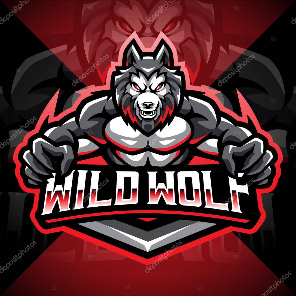 Wild wolf esport mascot logo design