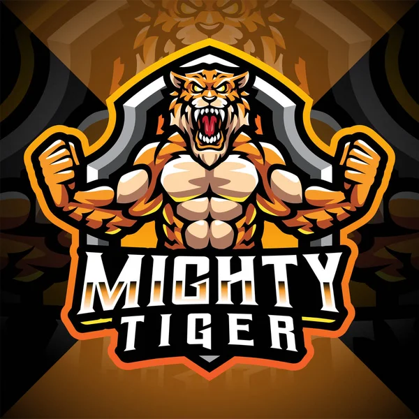 Poderosos Tigres Esport Mascota Logo Design — Vector de stock