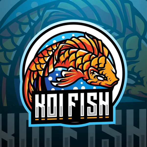 Koi Ψάρια Esport Σχέδιο Λογότυπο Μασκότ — Διανυσματικό Αρχείο