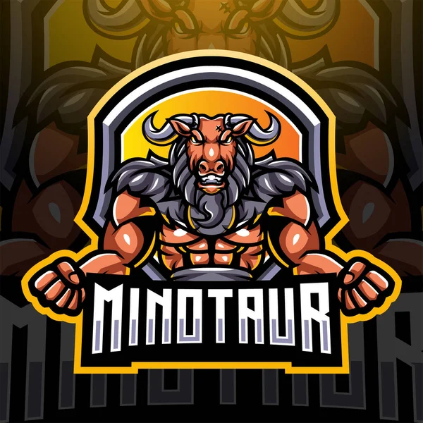 Minotaurus Esport Maskot Logo Design — Stockový vektor