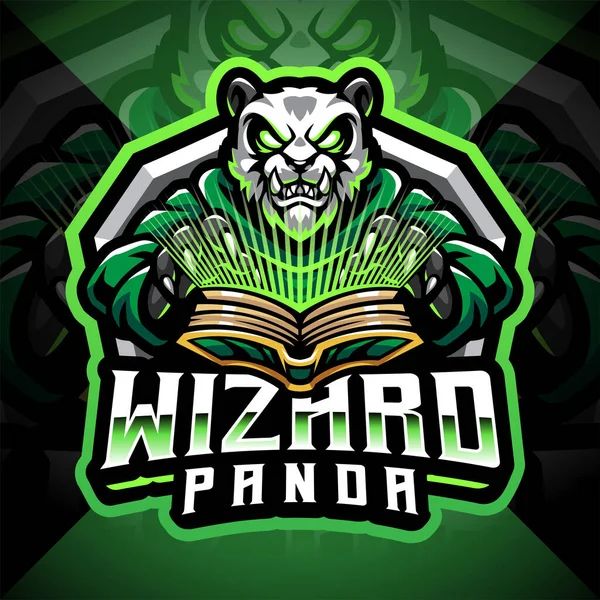 Panda Mago Esport Mascota Logo — Vector de stock