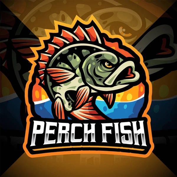 Pesce Persico Esport Disegno Logo Della Mascotte — Vettoriale Stock