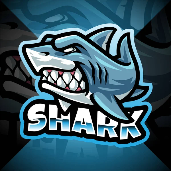 Shark Esport Mascot Logo Design — Stock Vector