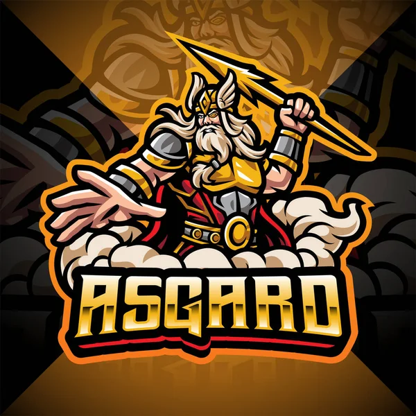 King Asgard Esport Mascotte Logo Design — Image vectorielle