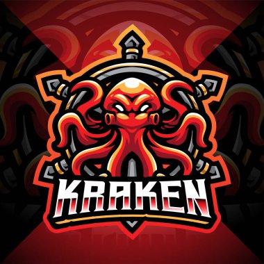 Kraken ahtapot esport maskot logosu tasarımı