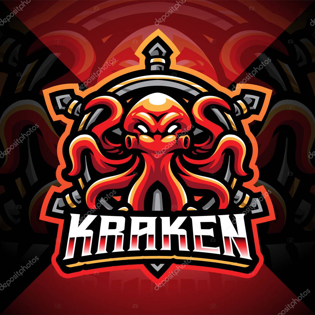 Kraken octopus esport mascot logo design