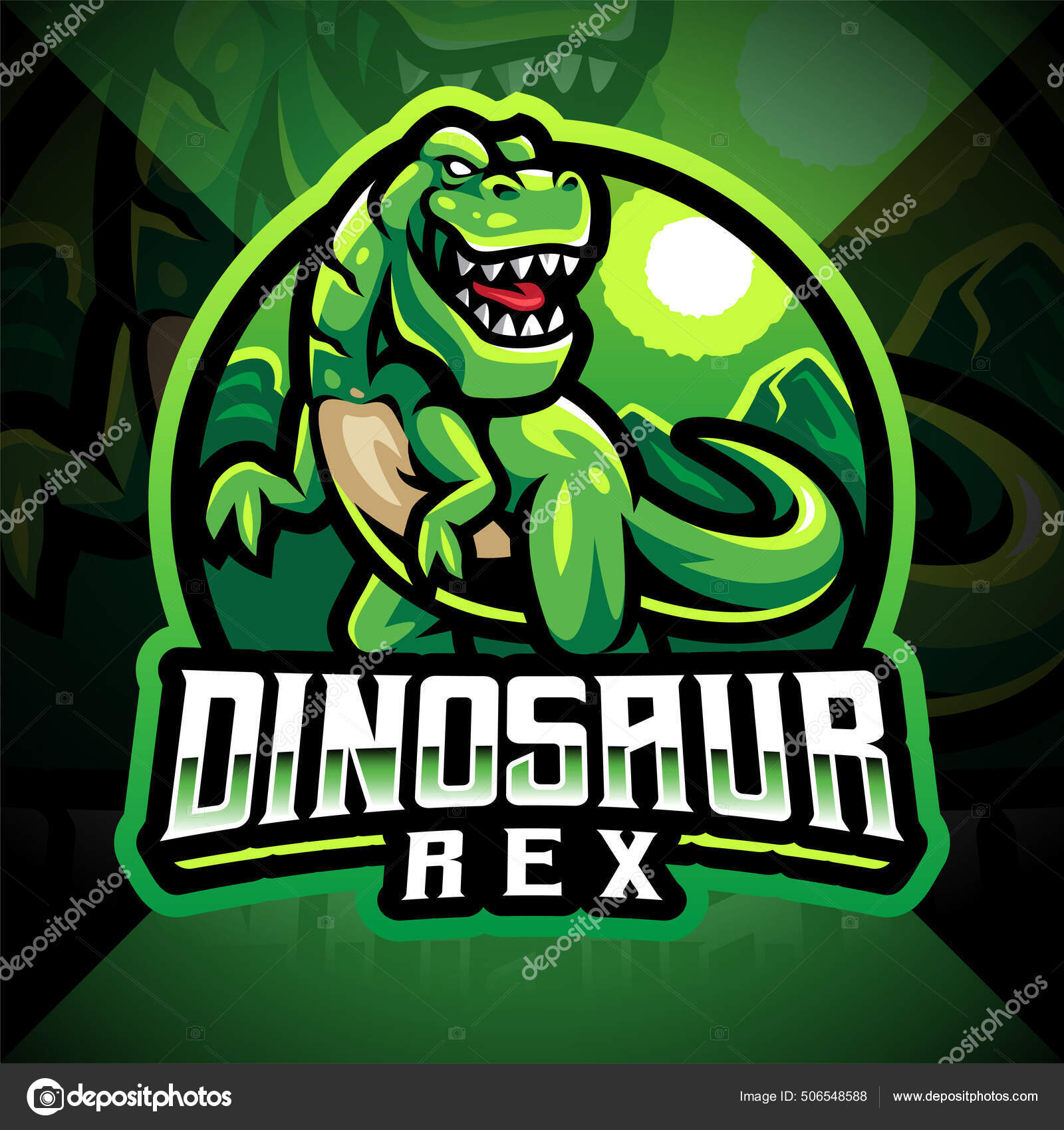 Dinossauro Esporte Mascote Logotipo Design T Rex Cabeça Mascote