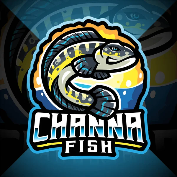 Channa Ψάρια Esport Σχέδιο Λογότυπο Μασκότ — Διανυσματικό Αρχείο