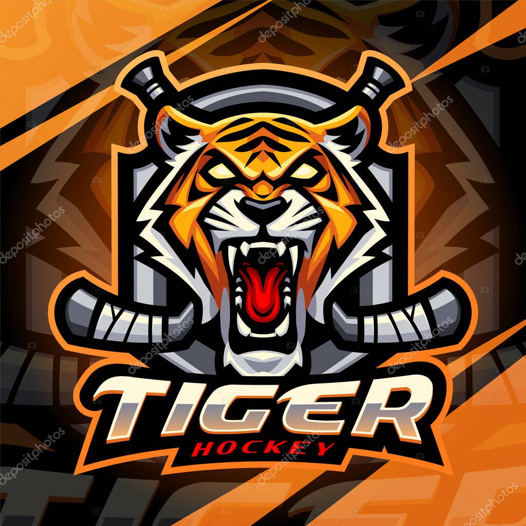 Tiger hockey esport mascot logo design
