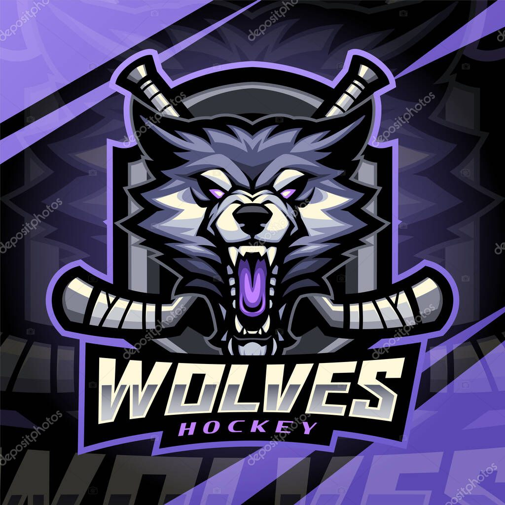 Wolves hockey esport mascot logo design