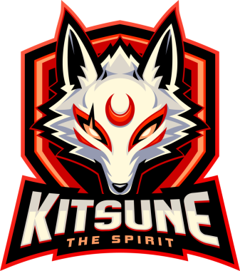 Kitsune baş esport maskot logosu tasarımı