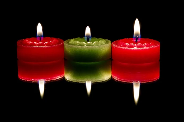 Tres velas, reflejadas —  Fotos de Stock