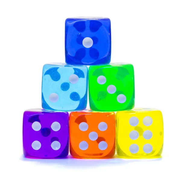 Pyramid of multicolored dice. — Stock Photo, Image