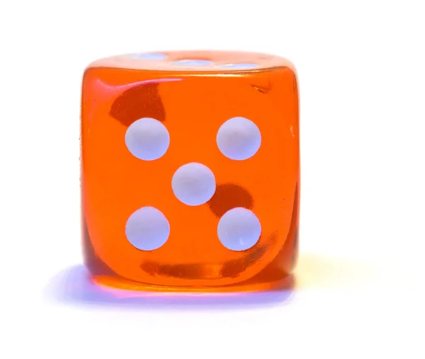 Red dice, number five — Stock Photo, Image