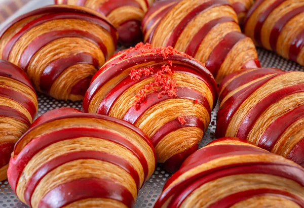 Raspberry Croissant New Bake Ready Serve Morning — Stock Photo, Image