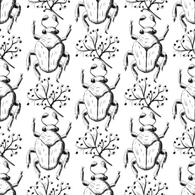 Kroki böcekleri Seamless Modeli el çekilmiş