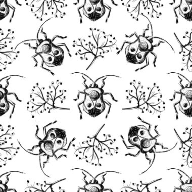 Kroki böcekleri Seamless Modeli el çekilmiş