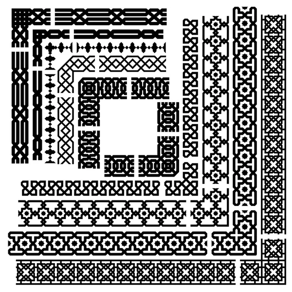 Conjunto de frontera de línea de costuras islámicas — Archivo Imágenes Vectoriales