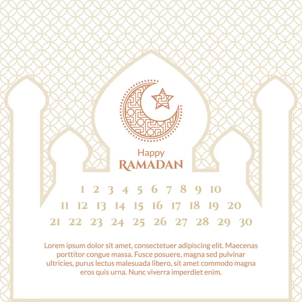 Templat Kalender Ramadhan - Stok Vektor