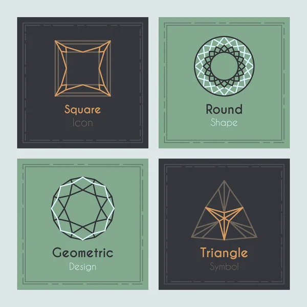 Trendige Karten mit geometrischen Symbolen — Stockvektor