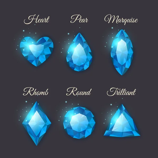 Colección de gemas brillantes coloridas — Vector de stock