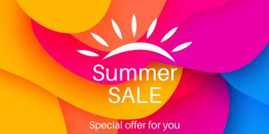 Mevsimsel tanıtım için Yaz Satışı Bayrağı Tasarım Şablonu