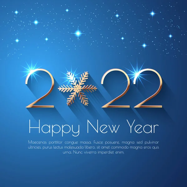 Happy New Year 2022 Text Design Vector Greeting Illustration Golden — Stock Photo, Image